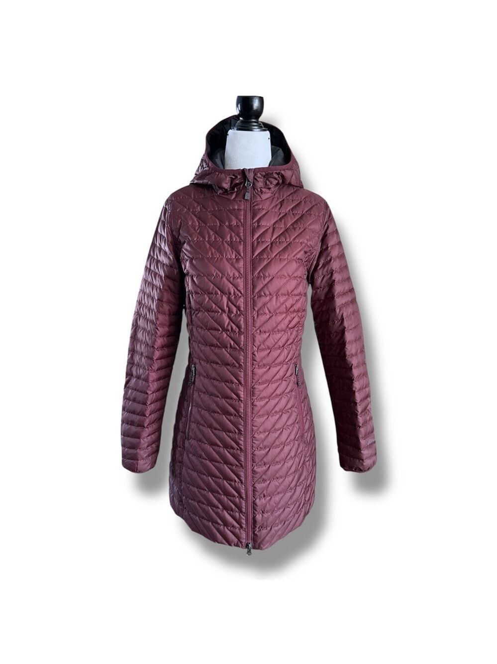 Eddie Bauer Down Puffer Coat Parka Maroon Burgundy Size XS